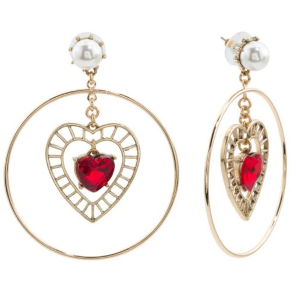 BETSEY JOHNSON Heart & Pearl Orbital Earrings - Picture 5 of 5